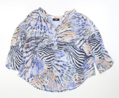 Wallis Women's Multicoloured Animal Print 3/4 Sleeve Tunic Blouse Size L