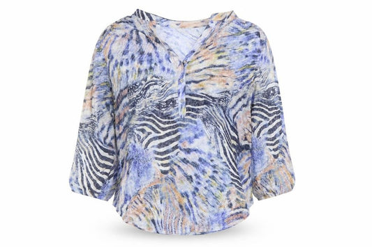 Front view of Wallis Women's Multicoloured Animal Print 3/4 Sleeve Tunic Blouse, size L