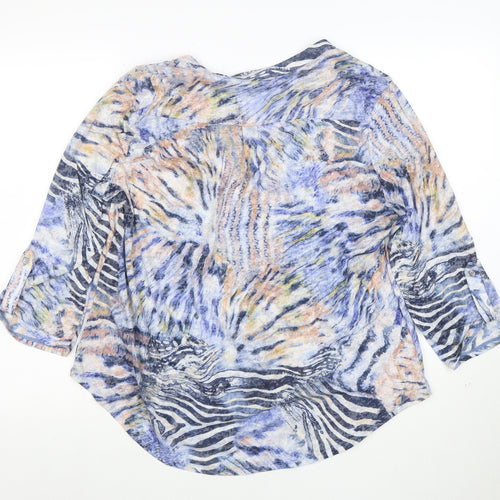 Wallis Women's Multicoloured Animal Print 3/4 Sleeve Tunic Blouse Size L