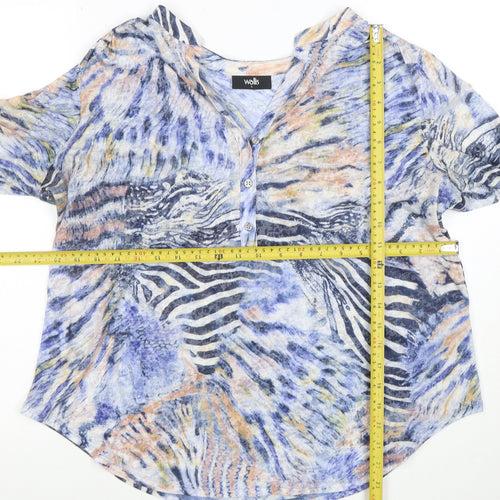Wallis Women's Multicoloured Animal Print 3/4 Sleeve Tunic Blouse Size L