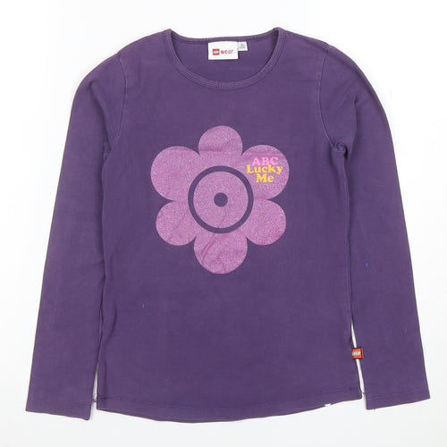 Lego Girls Purple Long Sleeve Graphic T-Shirt Size 146 Cotton Blend