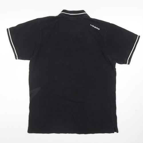 Umbro Men's Black Small Cotton Short Sleeve Polo Shirt