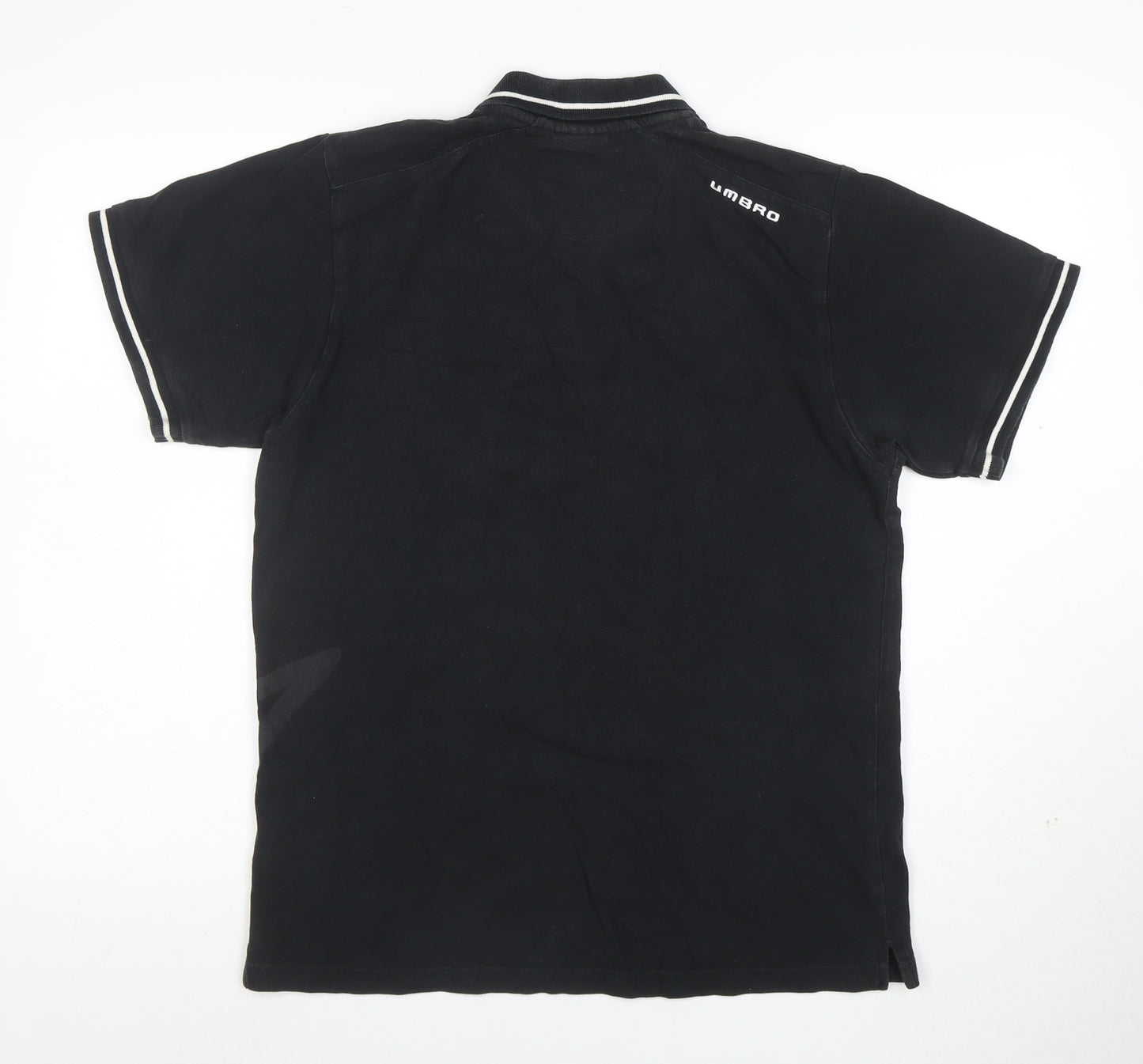 Umbro Men's Black Small Cotton Short Sleeve Polo Shirt