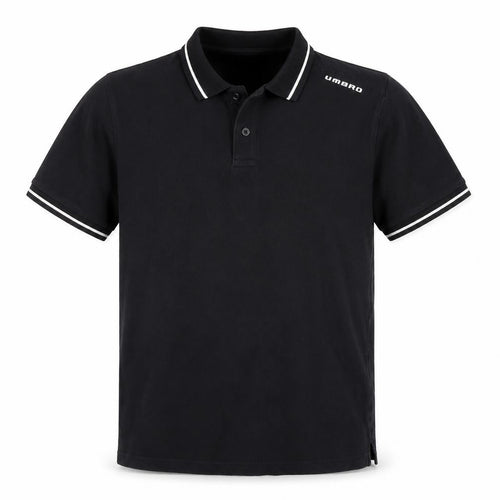 Umbro Men's Black Small Cotton Short Sleeve Polo Shirt