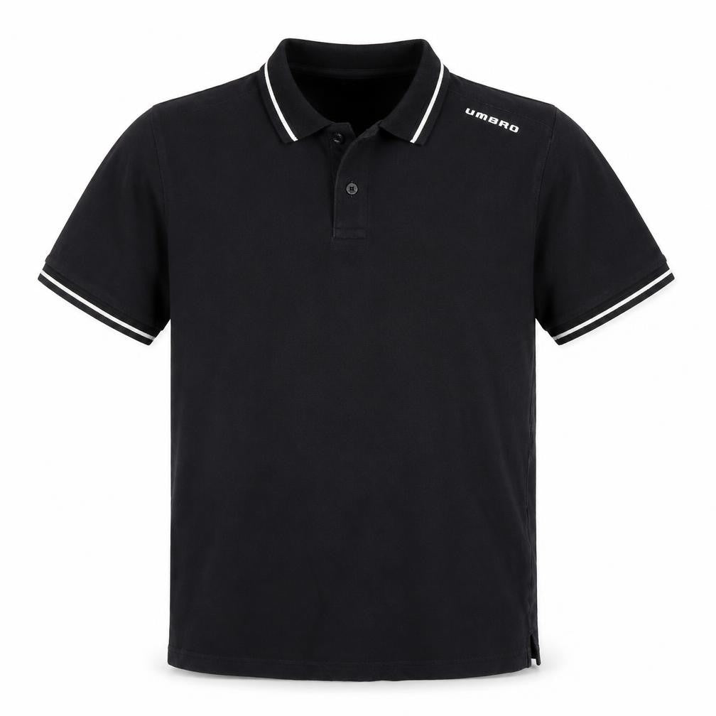 Umbro Men's Black Small Cotton Short Sleeve Polo Shirt