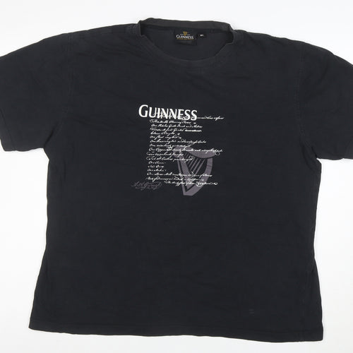 Guinness Men's Black Graphic Beer Logo Cotton T-Shirt Size L