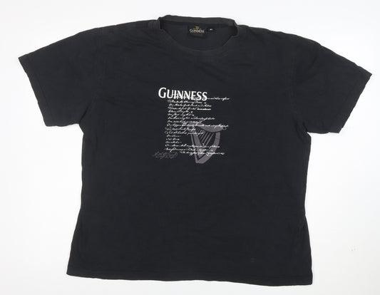 Guinness Men's Black Graphic Beer Logo Cotton T-Shirt Size L
