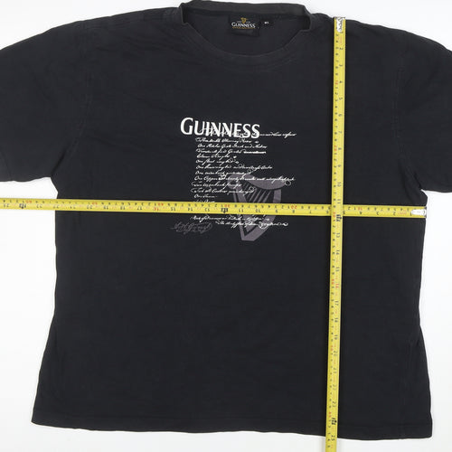 Guinness Men's Black Graphic Beer Logo Cotton T-Shirt Size L
