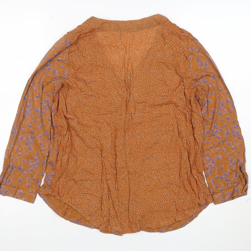 White Stuff Women Brown Floral Button-Up Tunic Top Size 10
