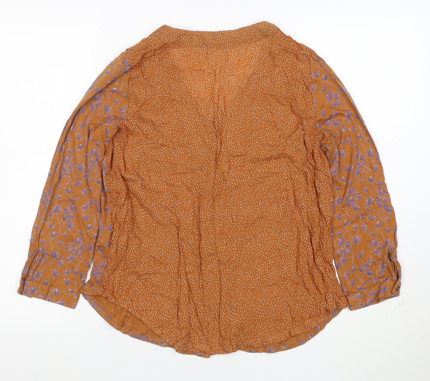 White Stuff Women Brown Floral Button-Up Tunic Top Size 10