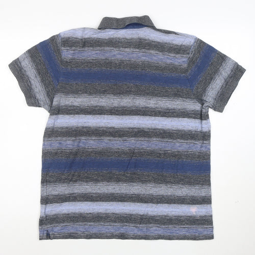 RJR John Rocha Men's Blue Striped Cotton Polo Shirt M Tailored Fit
