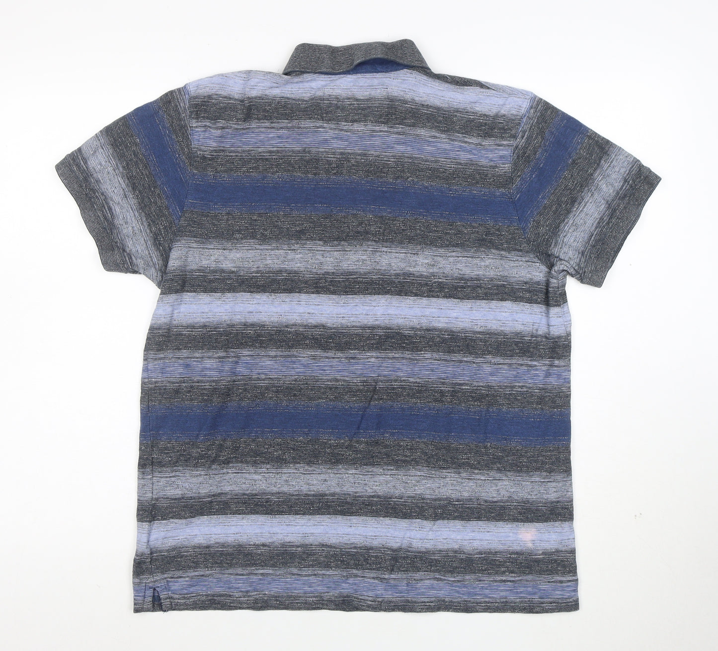 RJR John Rocha Men's Blue Striped Cotton Polo Shirt M Tailored Fit