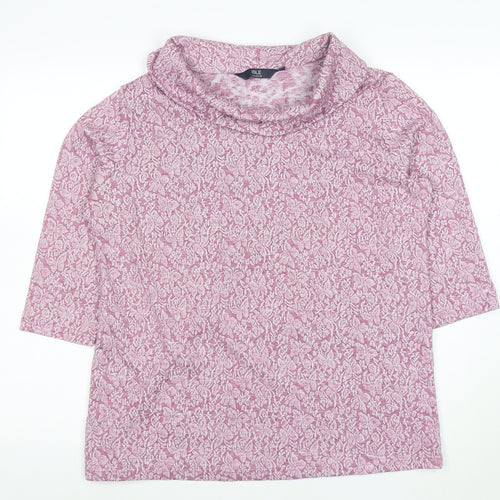 ISLE Collection Women's Pink Floral Cowl Neck 3/4 Sleeve Tunic Blouse Size M
