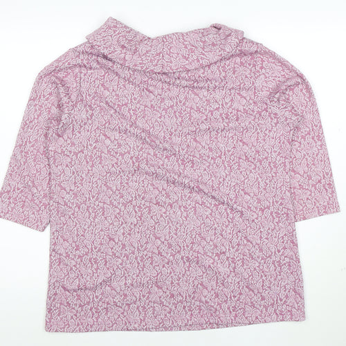 ISLE Collection Women's Pink Floral Cowl Neck 3/4 Sleeve Tunic Blouse Size M