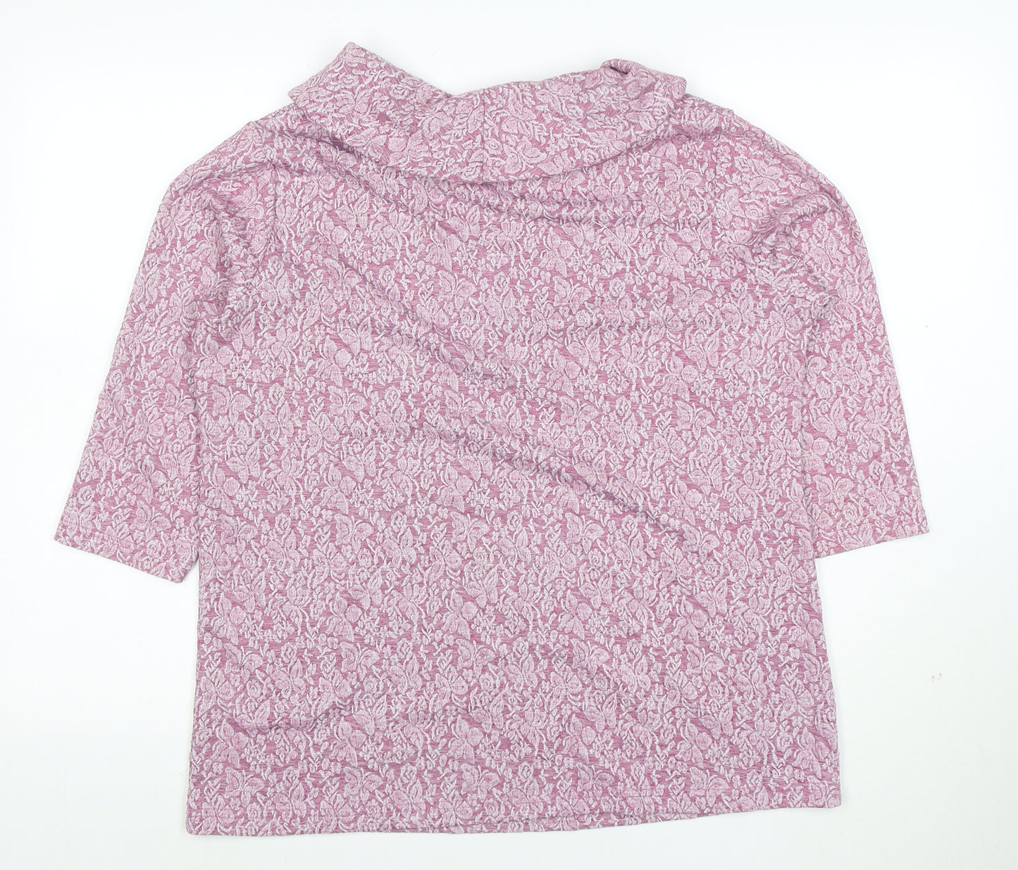 ISLE Collection Women's Pink Floral Cowl Neck 3/4 Sleeve Tunic Blouse Size M