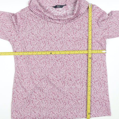 ISLE Collection Women's Pink Floral Cowl Neck 3/4 Sleeve Tunic Blouse Size M