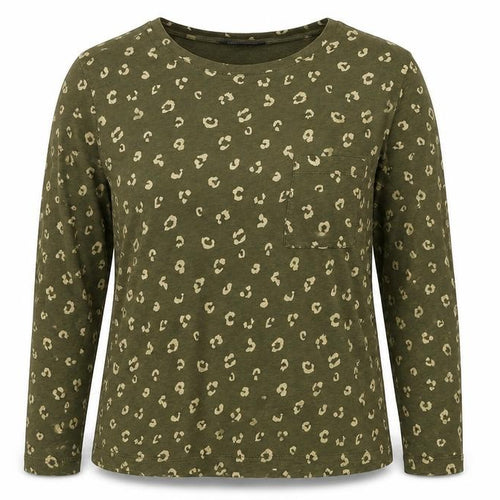 Marks and Spencer Women’s Green Animal Print Long Sleeve Cotton T-Shirt Size 14