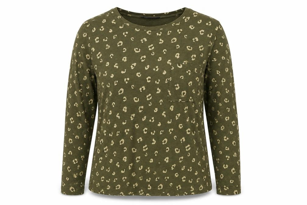 Marks and Spencer Women’s Green Animal Print Long Sleeve Cotton T-Shirt Size 14