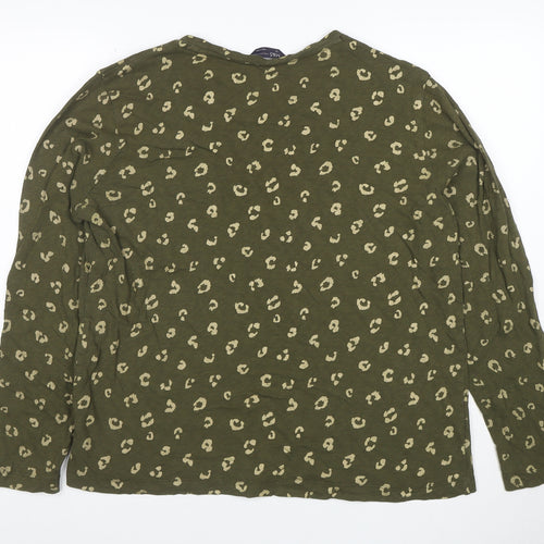 Marks and Spencer Women’s Green Animal Print Long Sleeve Cotton T-Shirt Size 14