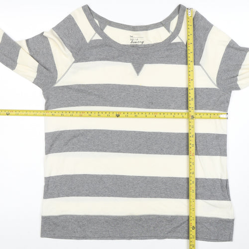 Gap Women Grey Striped Long Sleeve Cotton Modal T-Shirt Size L
