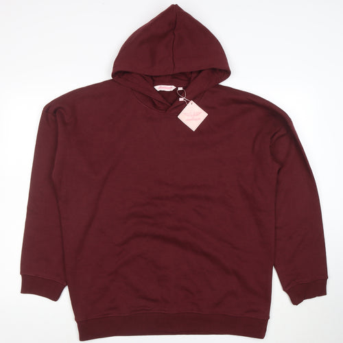 Beach Angels Womens Burgundy Pullover Hoodie Size 20 Cotton Blend