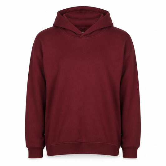 Front view of Beach Angels women’s burgundy pullover hoodie, size UK 20, cotton blend