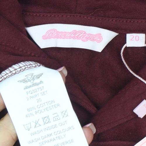 Beach Angels Womens Burgundy Pullover Hoodie Size 20 Cotton Blend