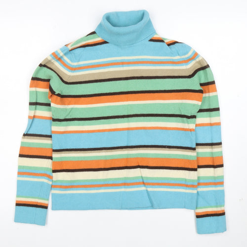 Jones New York Signature Women’s Multicoloured Striped Roll Neck Wool Jumper Size L