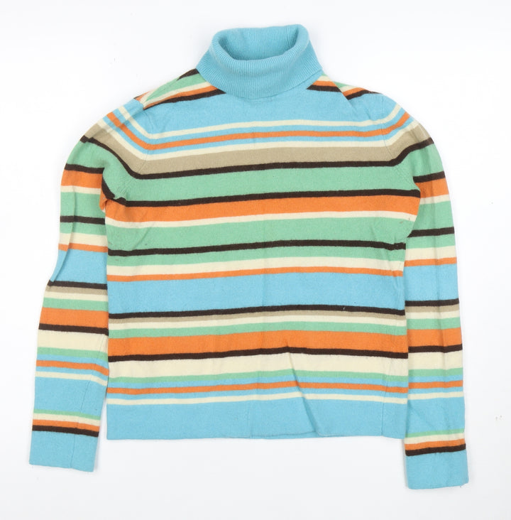 Jones New York Signature Women’s Multicoloured Striped Roll Neck Wool Jumper Size L
