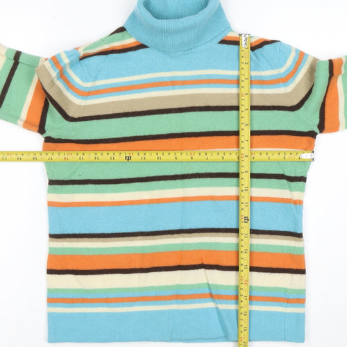 Jones New York Signature Women’s Multicoloured Striped Roll Neck Wool Jumper Size L