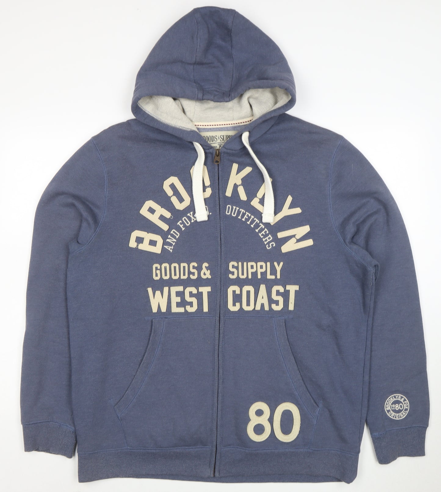 Brooklyn & Fox Men’s Blue Full Zip Hoodie XL Graphic Print