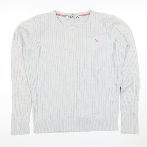 Crew Clothing Co. Womens Grey Cotton Cable-Knit Jumper M