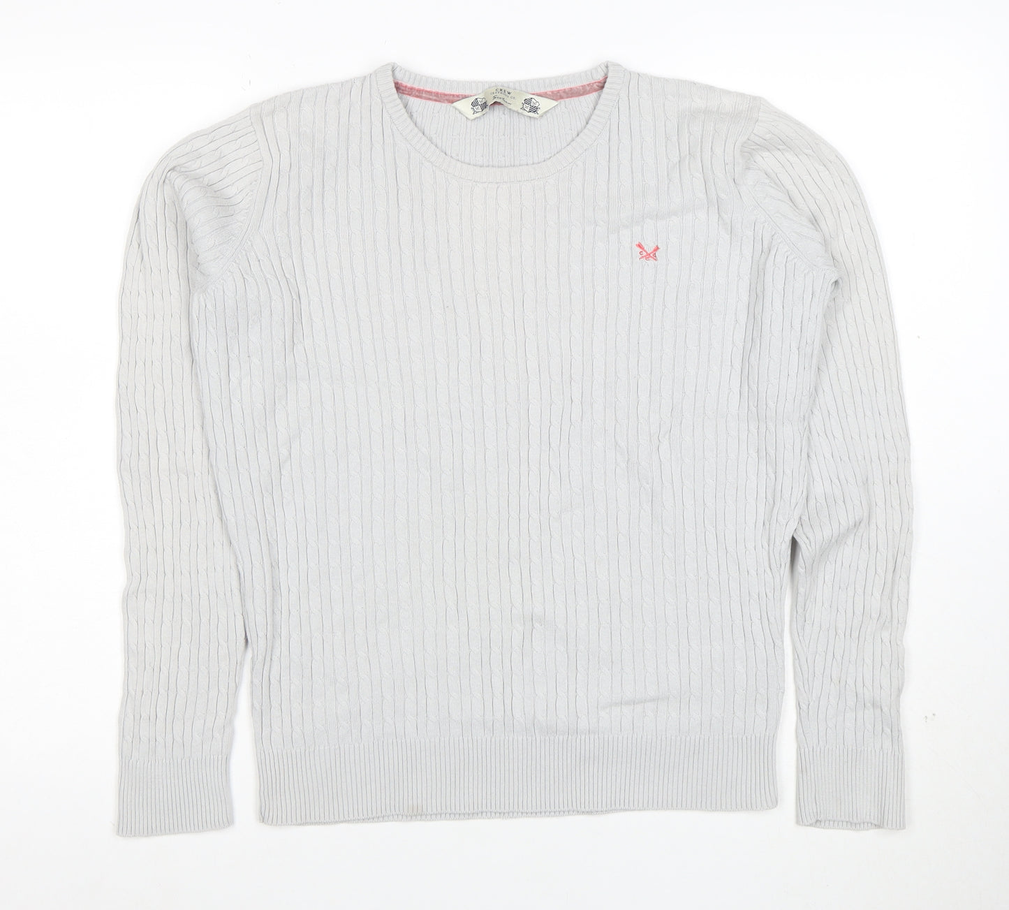 Crew Clothing Co. Womens Grey Cotton Cable-Knit Jumper M
