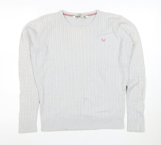 Crew Clothing Co. Womens Grey Cotton Cable-Knit Jumper M