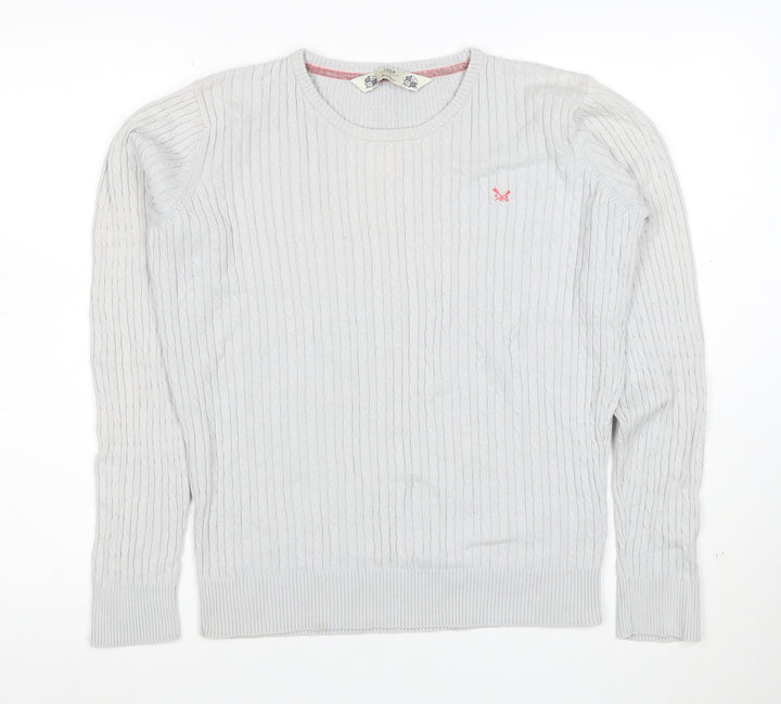 Crew Clothing Co. Womens Grey Cotton Cable-Knit Jumper M
