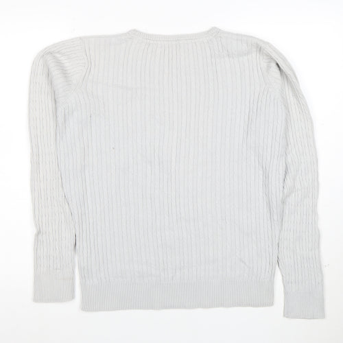Crew Clothing Co. Womens Grey Cotton Cable-Knit Jumper M