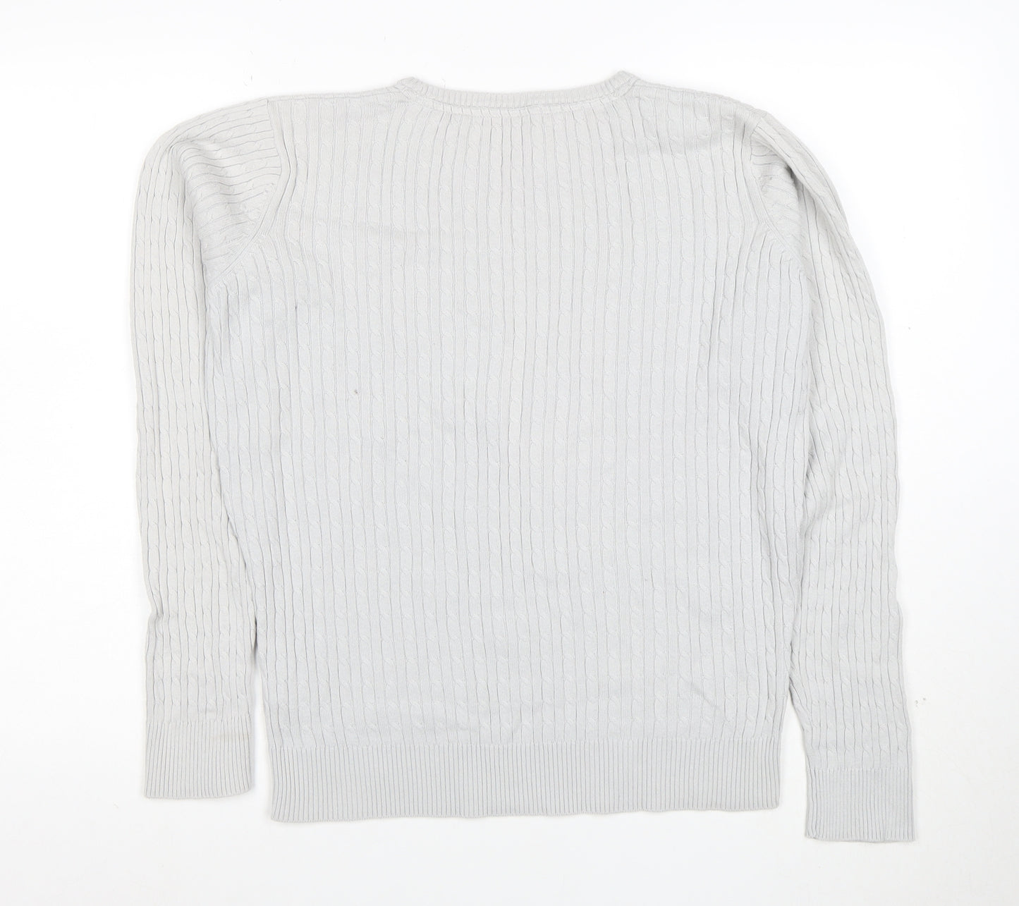 Crew Clothing Co. Womens Grey Cotton Cable-Knit Jumper M