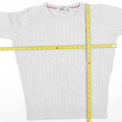 Crew Clothing Co. Womens Grey Cotton Cable-Knit Jumper M