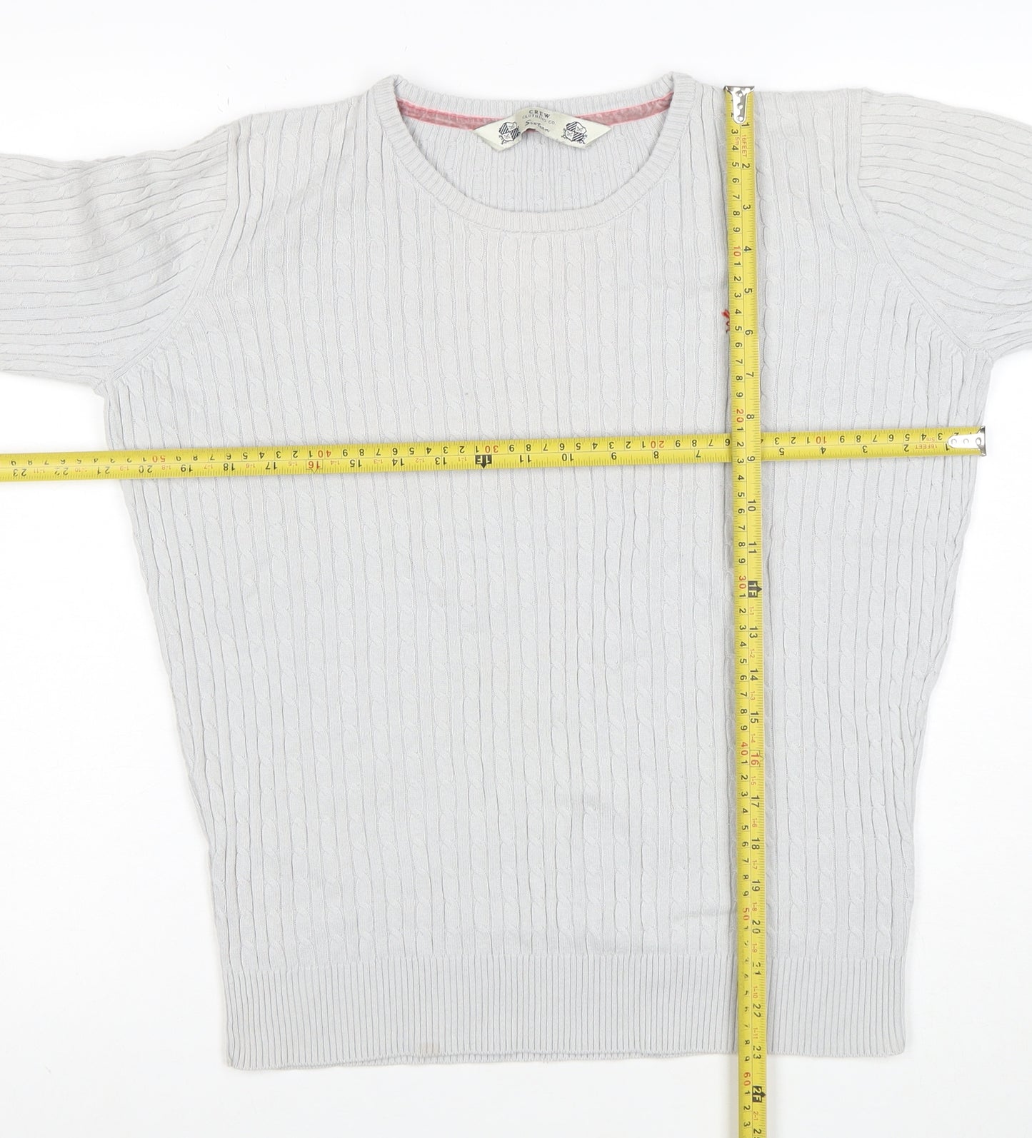 Crew Clothing Co. Womens Grey Cotton Cable-Knit Jumper M