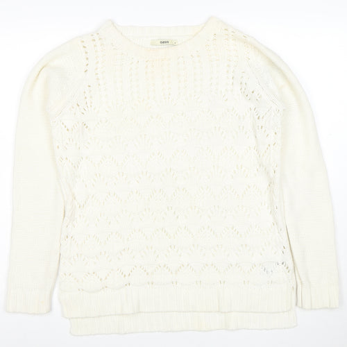 Oasis Women Ivory Knit Pullover Jumper M Classic Long Sleeve