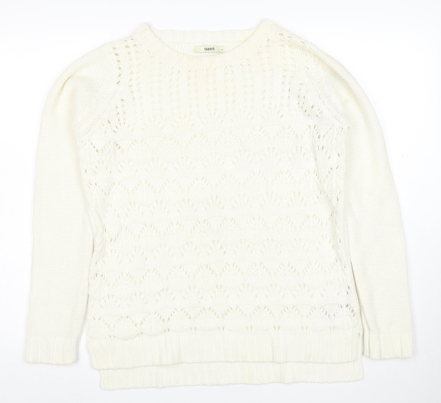 Oasis Women Ivory Knit Pullover Jumper M Classic Long Sleeve