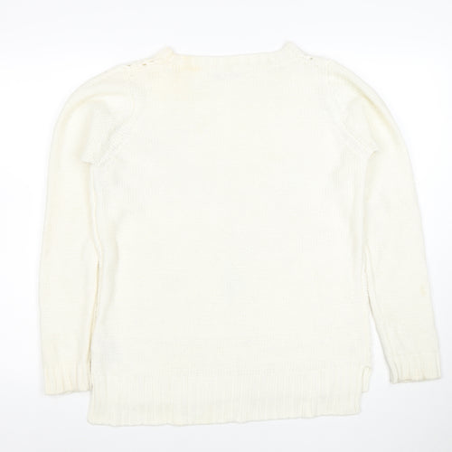 Oasis Women Ivory Knit Pullover Jumper M Classic Long Sleeve