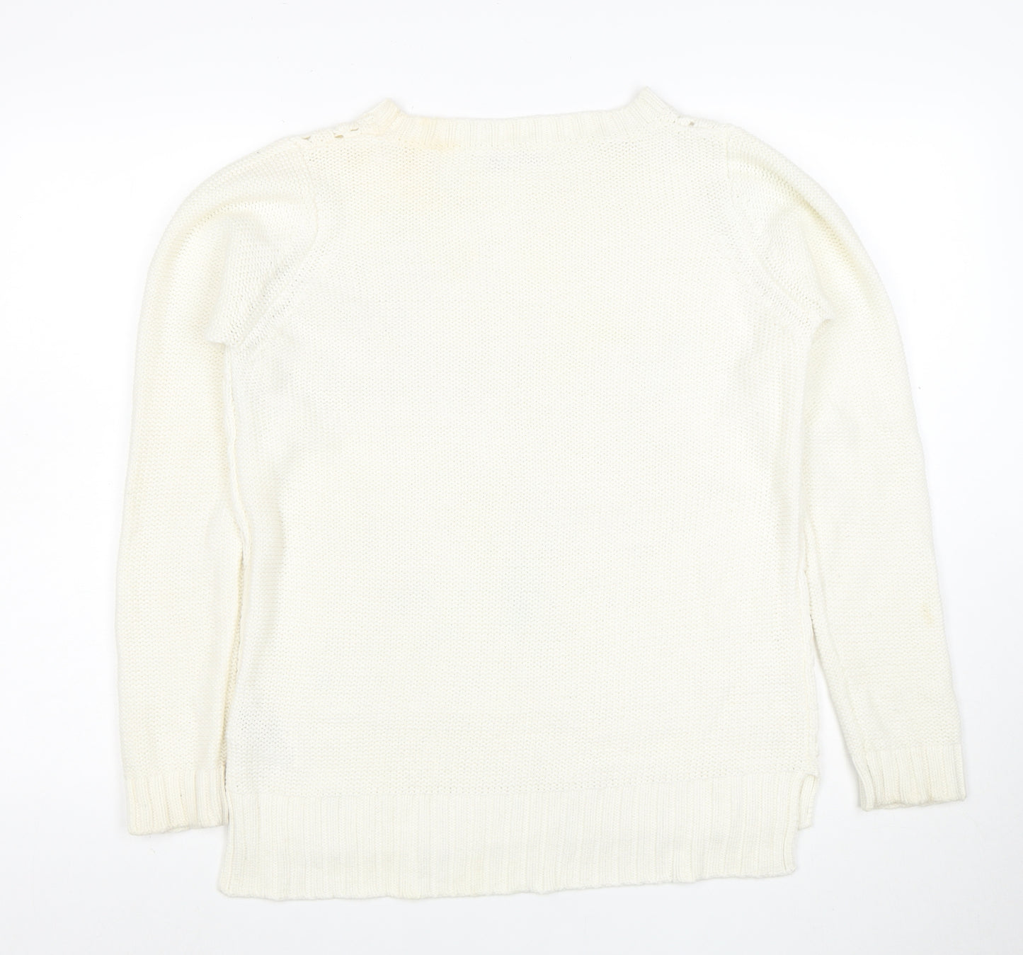 Oasis Women Ivory Knit Pullover Jumper M Classic Long Sleeve