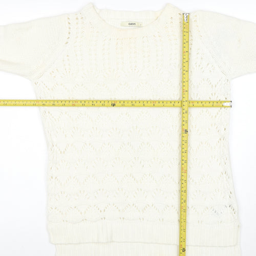 Oasis Women Ivory Knit Pullover Jumper M Classic Long Sleeve