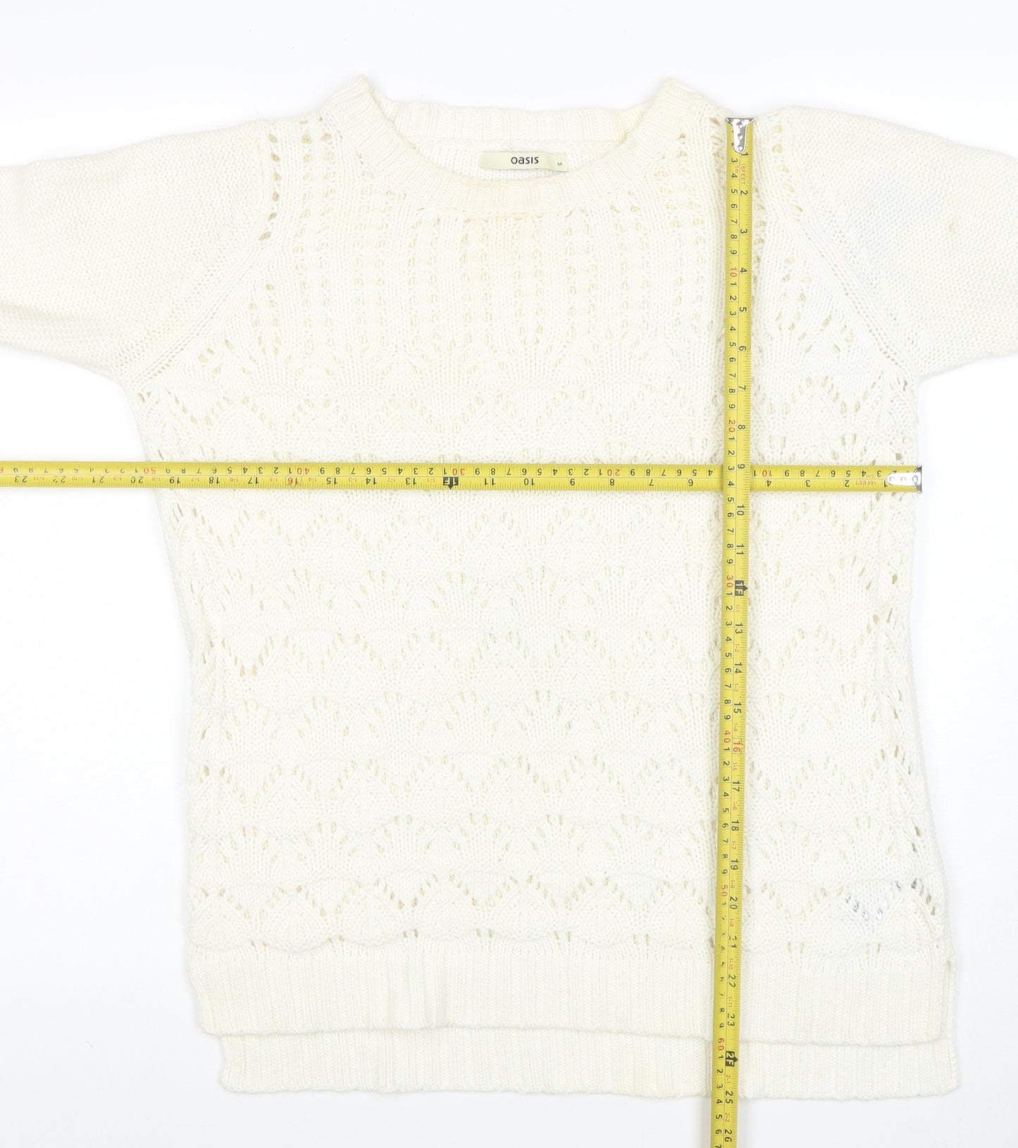 Oasis Women Ivory Knit Pullover Jumper M Classic Long Sleeve