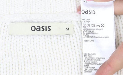 Oasis Women Ivory Knit Pullover Jumper M Classic Long Sleeve