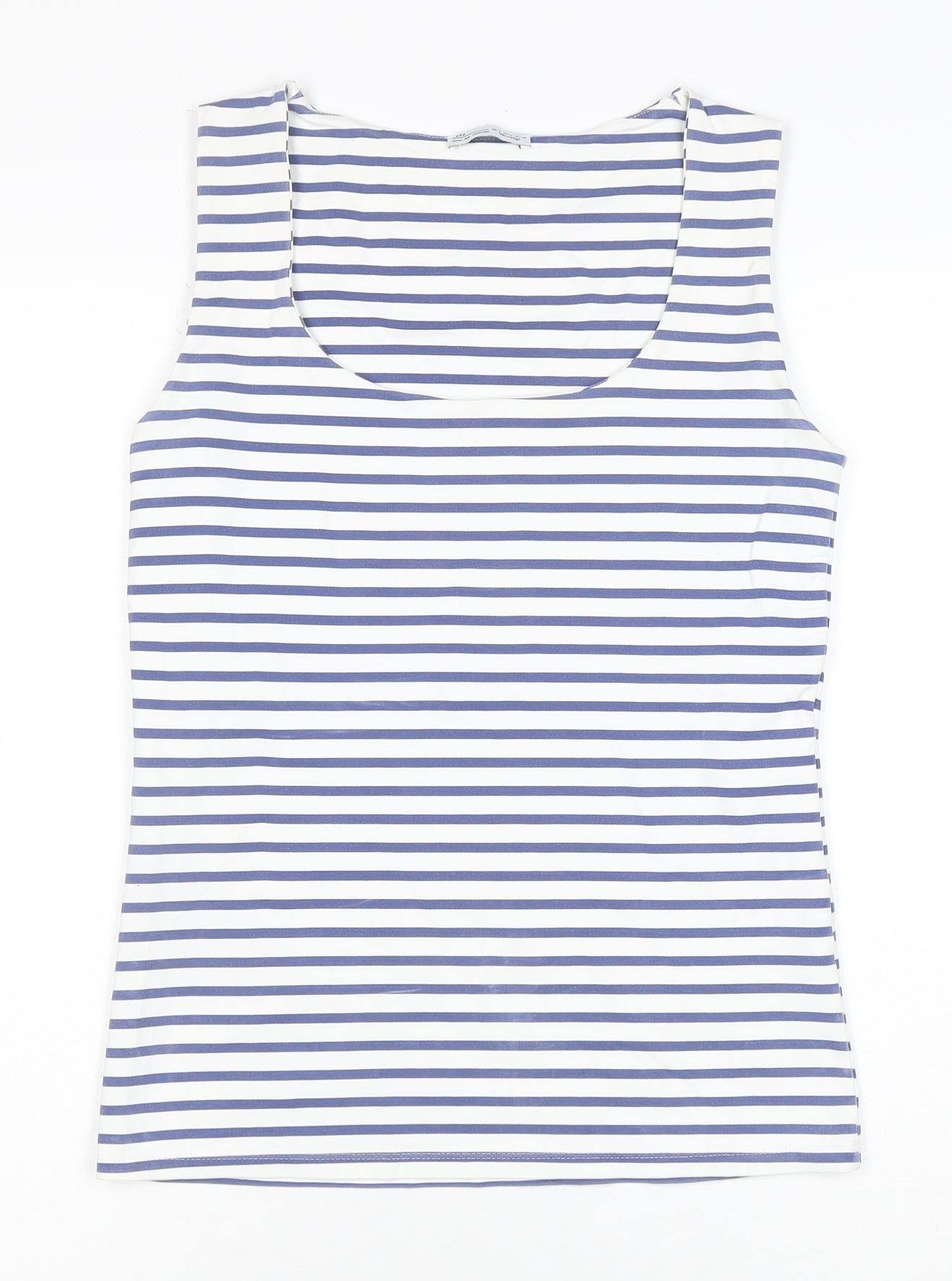 Zara Women Blue White Striped Cotton Tank Top Size 14