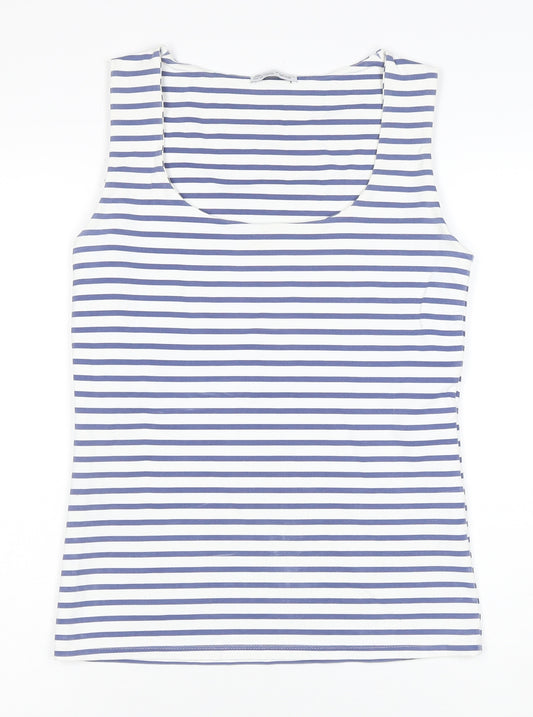 Zara Women Blue White Striped Cotton Tank Top Size 14