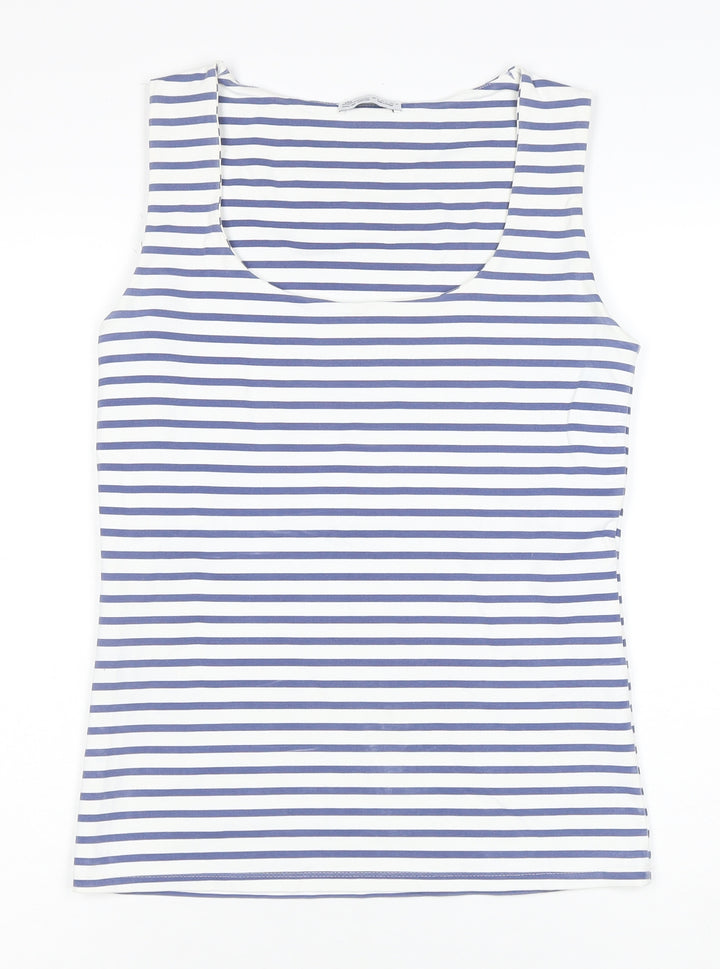 Zara Women Blue White Striped Cotton Tank Top Size 14