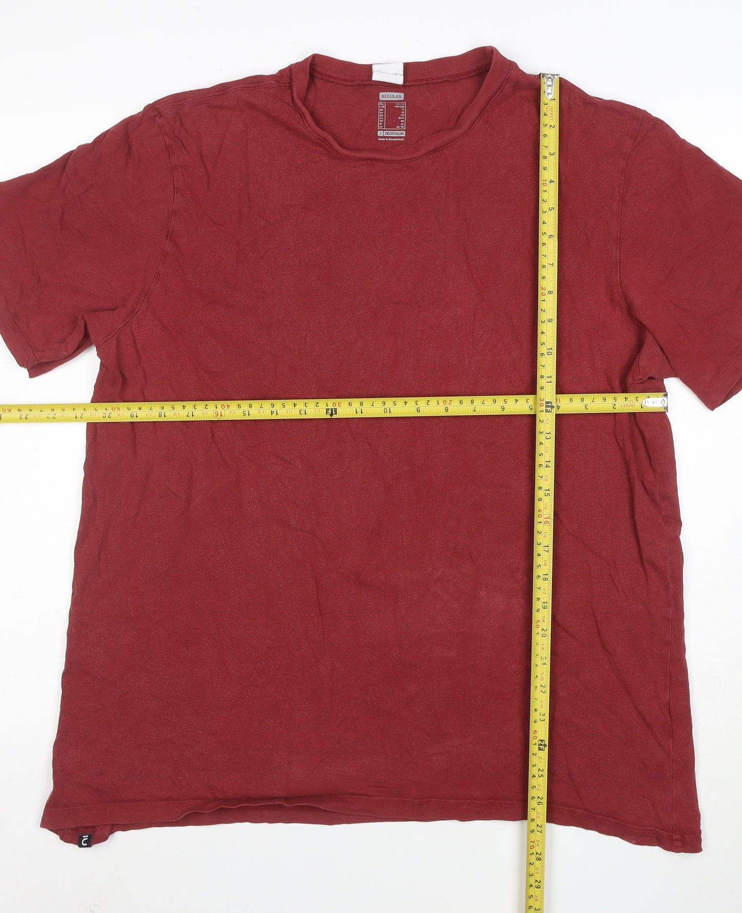 Decathlon Men’s Red Cotton Regular Fit XL Crew Neck T-Shirt